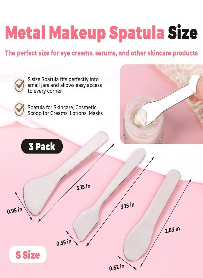 LUTQ Metal Makeup Spatula Face Cream Applicator Tool 3PCS for Skincare, Lotion, Mask & Moisturizer - Skincare, Cream & Makeup Scoop Spatula for Hygienic Use - S Size - Image 3