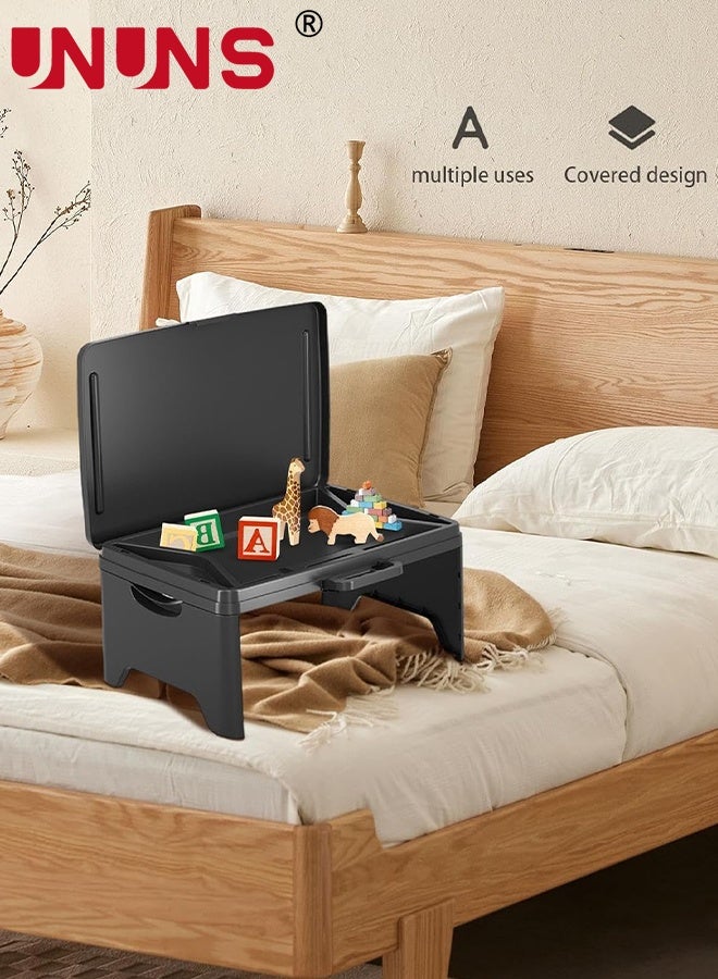 UNUNS "Portable Foldable Laptop Desk,Folding Laptop Desk with Handle,Portable Lap Table with Extra Storage ,Hangable Portable Laptop Desk for Work Study Eating Gaming Drawing,45x30x20cm,Black" - Image 5