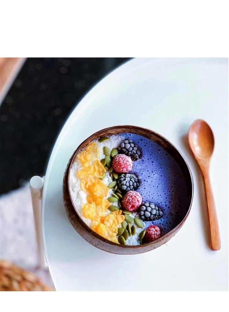 كيلا وعاء من قشر جوز الهند الخام الطبيعي مكون من 5 قطع، بني (D) 13 سم + 600 مل - Image 5