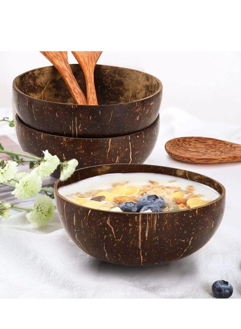 كيلا وعاء من قشر جوز الهند الخام الطبيعي مكون من 5 قطع، بني (D) 13 سم + 600 مل - Image 2