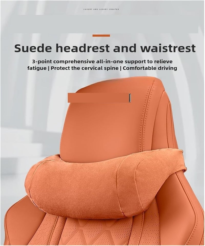 Fit for Sealion 7 2024 2025 Car Suede Leather Neck Pillow & Lumbar Support Cushion - Premium Car Interior Accessories(2) - Image 2