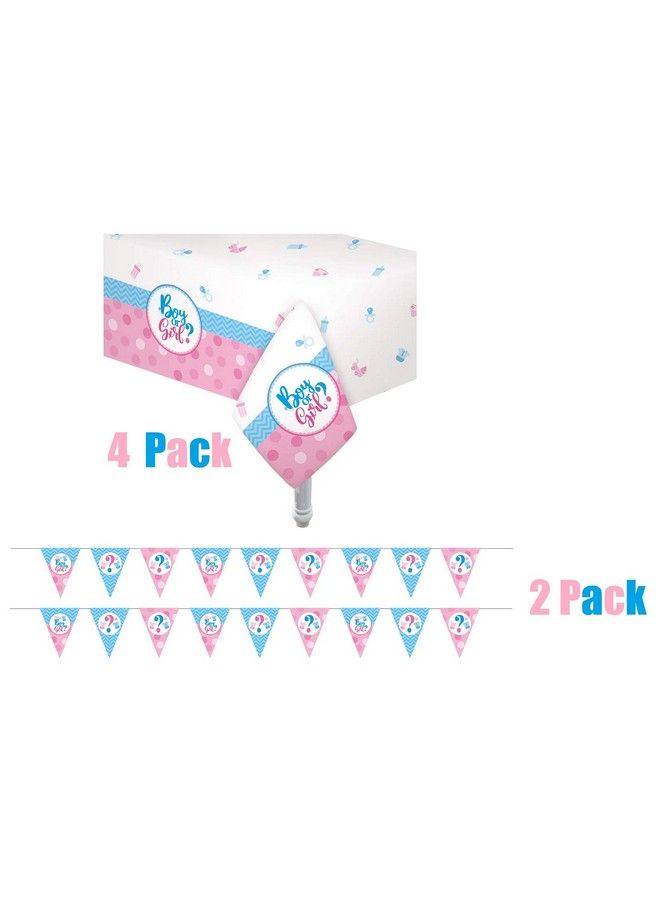 Oojami 4 Pack Gender Reveal Theme Plastic Table Cover Size: 54" X 108" Includes Two Pennant Banner Boy Or Girl Party Supplies - Image 5