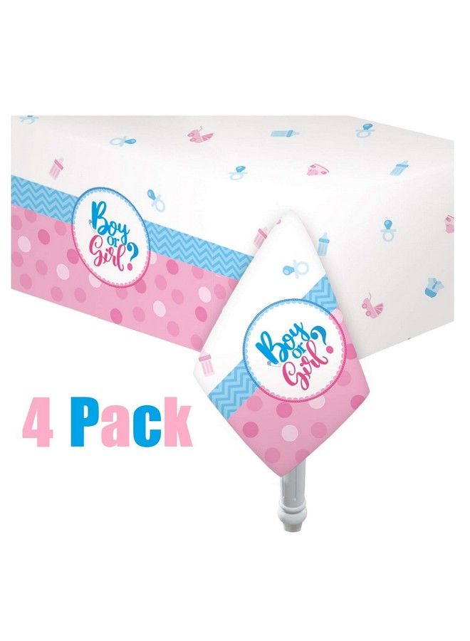 Oojami 4 Pack Gender Reveal Theme Plastic Table Cover Size: 54" X 108" Includes Two Pennant Banner Boy Or Girl Party Supplies - Image 4