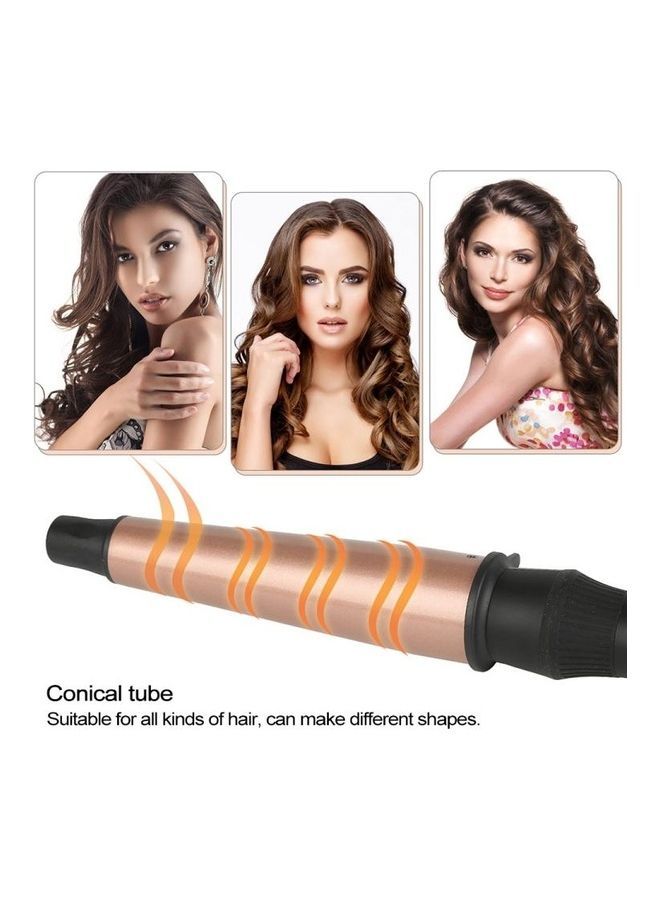 NIBEMINENT Conical Ceramic Hair Curler With Heat Resistant Gloves Rose Gold - Image 4