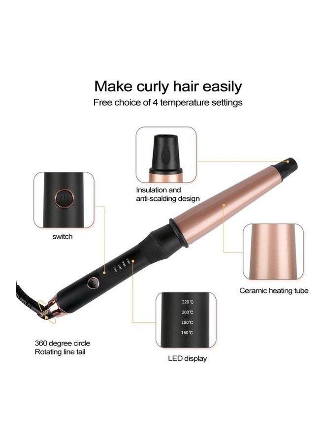 NIBEMINENT Conical Ceramic Hair Curler With Heat Resistant Gloves Rose Gold - Image 3