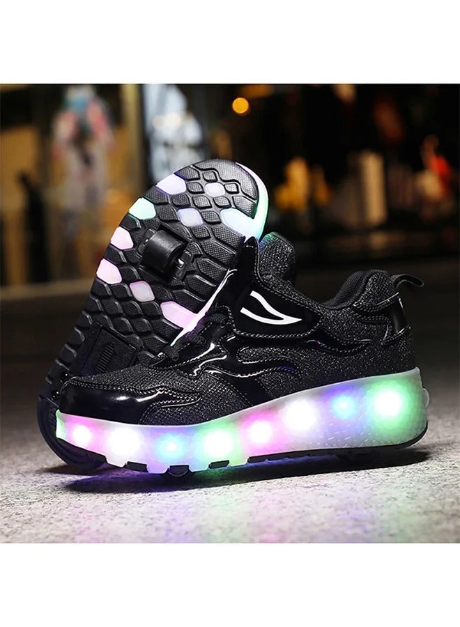 حذاء تزلج سنيكر لامع وعصري بإضاءة LED وامضة مع عجلات ونعل لايتننج - Image 4