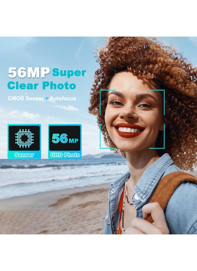 ASIV 4K digital camera - 56MP digital camera, 32G card autofocus, UHD video recording camera, 16X foldable screen autofocus, 4K compact camera  - Image 2