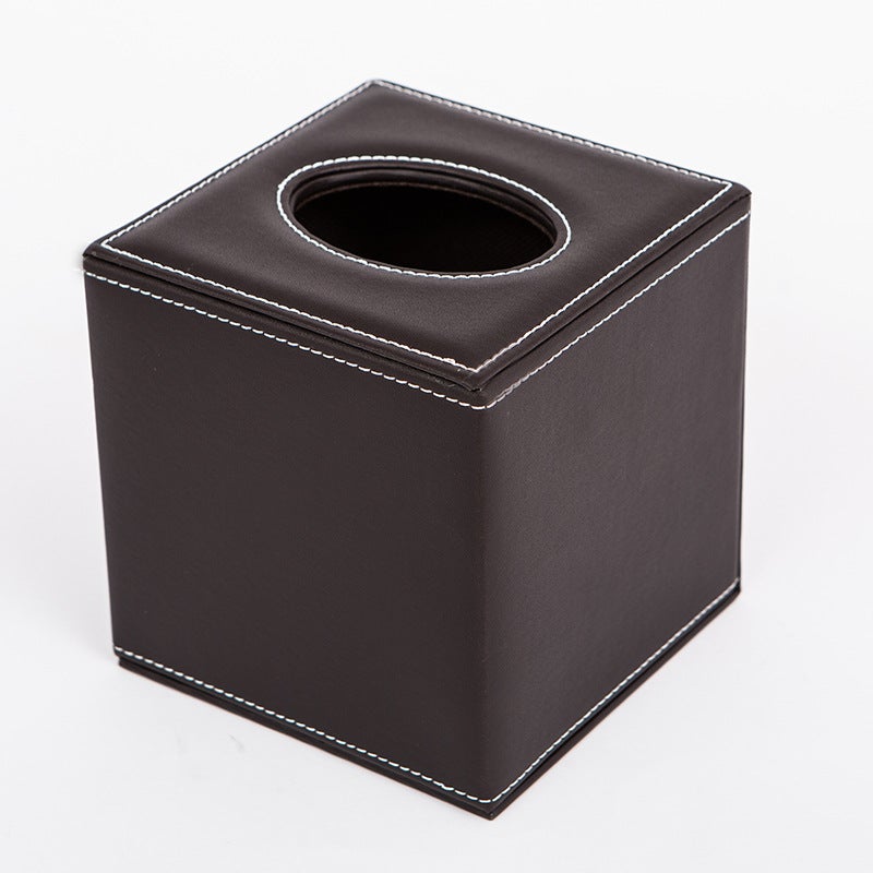 Generic Square Leather Tissue Box for Living Room Brown 