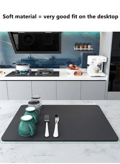 Kutis 1-Piece Diatom Mud Drying Mat for Kitchen Countertop/Tea Room Drying Mat Dark Grey 50 x 40 Centimeter  - Image 4