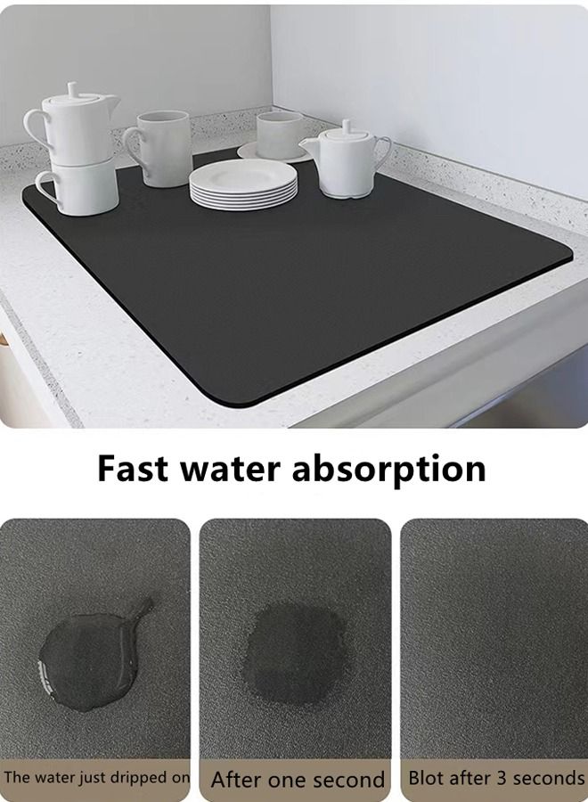 Kutis 1-Piece Diatom Mud Drying Mat for Kitchen Countertop/Tea Room Drying Mat Dark Grey 50 x 40 Centimeter  - Image 2