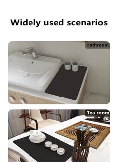 Kutis 1-Piece Diatom Mud Drying Mat for Kitchen Countertop/Tea Room Drying Mat Dark Grey 50 x 40 Centimeter  - Image 3