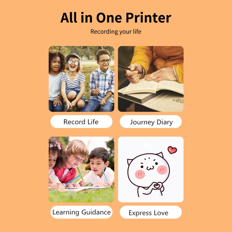 Mini Pocket Photo Printer Portable Mobile Thermal Printing Machine All in One 203DPI Wireless BT Connection for Picture Lable DIY Handcraft List Meno Notes Journal Receipt Paper Instant Printer - Image 3