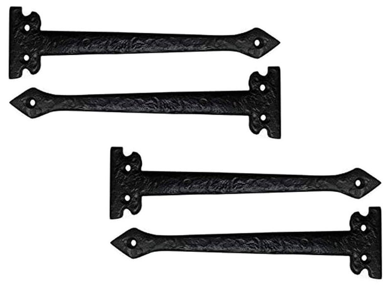 Adonai Hardware 7 Agee Heavy Duty Antique Cast Iron Strap False or Faux or Dummy Hinge Front 4 Pack Matte Black for Vintage Barn Doors Gates Furniture Garage Shutters and Fences
