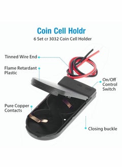Excefore 2 x 3V CR2032 Button Coin Cell Battery Holder with Leads On Off Switch 6 Pcs  - Image 3