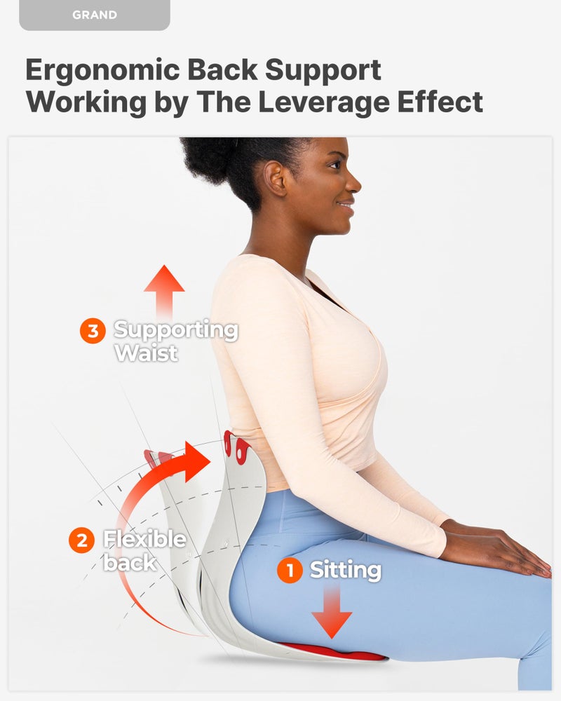 curble Grand(Extra Wide & Sturdy) â€“ Ergonomic Back and Lumbar Support for Good Posture Correction and Back Pain Relief, Perfect for Office, Floor Seat, and Work from Home, Patented (Red) - Image 3