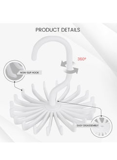 Excefore 4PCS Adjustable Twirl Tie Racks, 360 Degree Rotating Scarf Hanger Hanging Holder Storage Hook for Belt Bra Tank Top Tie Scarf White  - Image 5