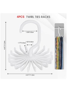 Excefore 4PCS Adjustable Twirl Tie Racks, 360 Degree Rotating Scarf Hanger Hanging Holder Storage Hook for Belt Bra Tank Top Tie Scarf White  - Image 2