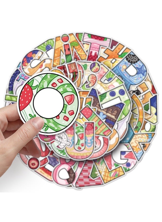 NIBEMINENT 51 Pcs Cartoon Original Letters Deco Kit Waterproof Stickers, High Definition Printing Bright Colors, Suitable for Laptop Skateboard Luggage Water Bottle Guitar DIY - Image 3