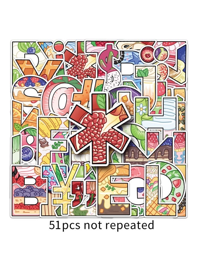 NIBEMINENT 51 Pcs Cartoon Original Letters Deco Kit Waterproof Stickers, High Definition Printing Bright Colors, Suitable for Laptop Skateboard Luggage Water Bottle Guitar DIY - Image 1