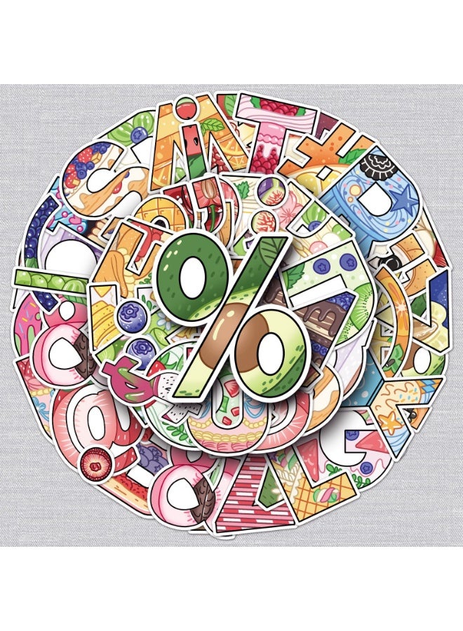 NIBEMINENT 51 Pcs Cartoon Original Letters Deco Kit Waterproof Stickers, High Definition Printing Bright Colors, Suitable for Laptop Skateboard Luggage Water Bottle Guitar DIY - Image 2