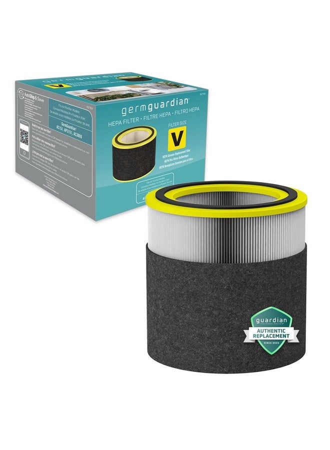 GermGuardian فلتر جيرم غارديان V HEPA الأصلي لتنقية الهواء، يزيل 99.97% من الملوثات لطرازات AC3000W، AC3000B، AC3050، AP3151 و AC151، أسود/أصفر، FLT151 - Image 1