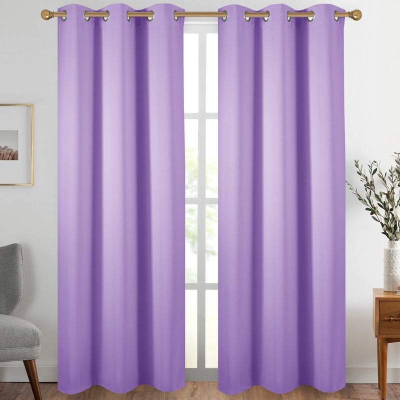 Diraysid Lavender Grommet Blackout Curtains for Bedroom Thermal Insulated Room Darkening Curtains Drapes 42 x 84 inch 2 Panels