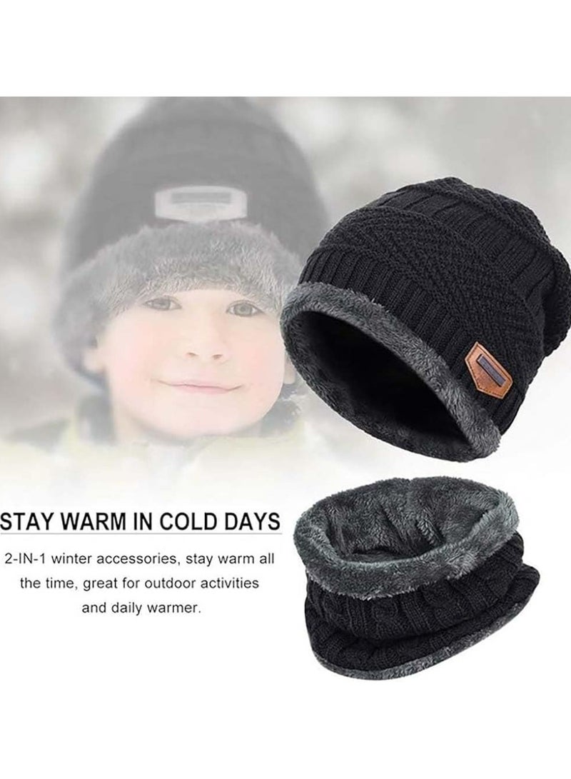Oasisgalore Kids Winter Knitted Beanie Hat and Scarf Set, for boys girls for 5-14 Years Old,Black  - Image 5