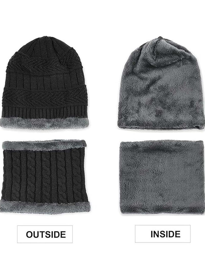 Oasisgalore Kids Winter Knitted Beanie Hat and Scarf Set, for boys girls for 5-14 Years Old,Black  - Image 3