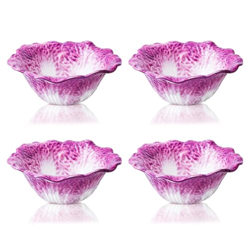 KXZ Purple Ramen Noodle Bowls Microwavable 7 Inch, 16 Oz Ceramic Dinner Bowl Sets of 4 for Kitchen, Orcelain Silverware Set for Cereal, Soup, Serving, Rice, Pho, Salad, Pasta, Chip, Fruits, Vintage - Image 1