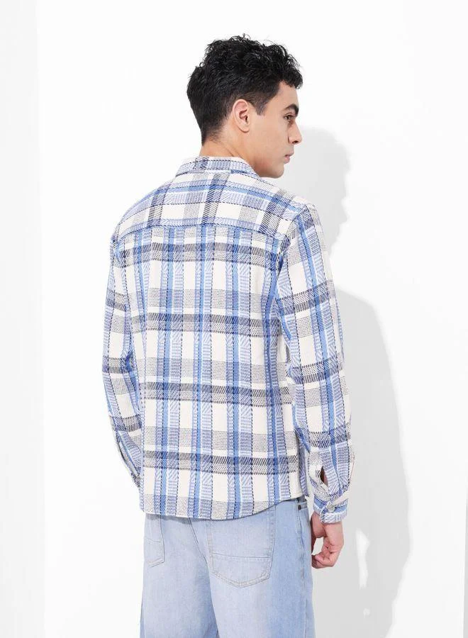 The Indian Garage Co Men Regular Fit Checked Cutaway Collar Full Sleeves Shirt
