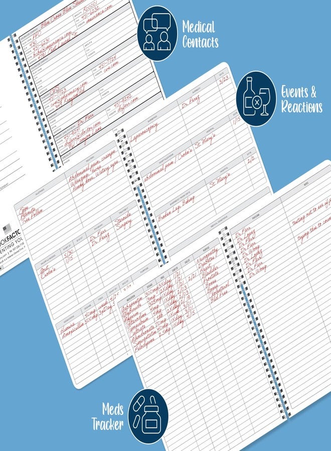 BookFactory Medication Log Note Pad/Daily Medicine, Pills, Drug, Prescription, Medications and Reaction Tracking Record Notepad, 50 Pages, 8.5'' x 11'' (Made in USA - Image 5