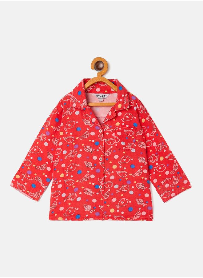 Stylo Bug Fish Printed Shirt and Pyjama Set by Styli  - Image 2