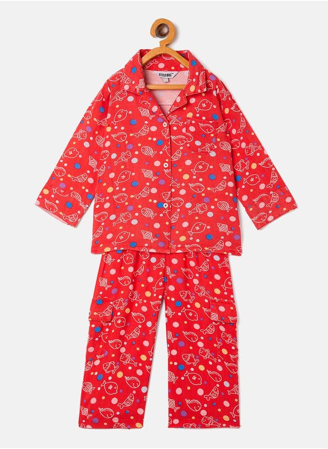 Stylo Bug Fish Printed Shirt and Pyjama Set by Styli  - Image 1