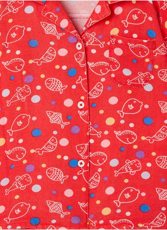Stylo Bug Fish Printed Shirt and Pyjama Set by Styli  - Image 5