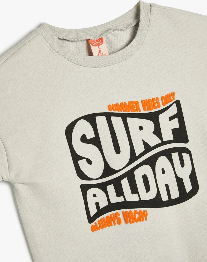 كوتون T-Shirt Slogan Printed Short Sleeve Cotton