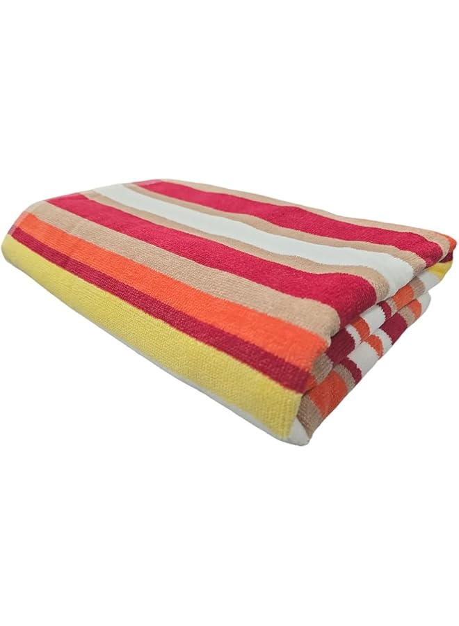 The Bros Premium Striped Oversized Beach Towels (90 x 180cm) - 100% Cotton, Soft & Quick-Dry, Double Stitched for Durability, Perfect towels for Beach and Pool (1PC/2PC) (1, Orange Stripes) - Image 1