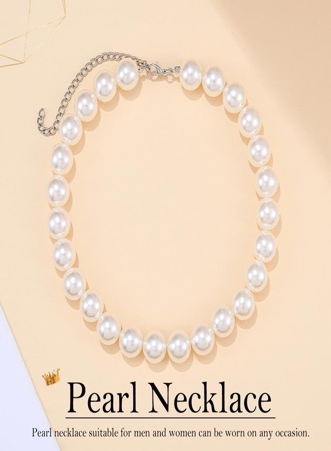 ACEDRE Pearl Choker Necklace White 1920s Layered Vintage Necklaces Short Chunky 2 pcs Neck Chain for Women - Image 2