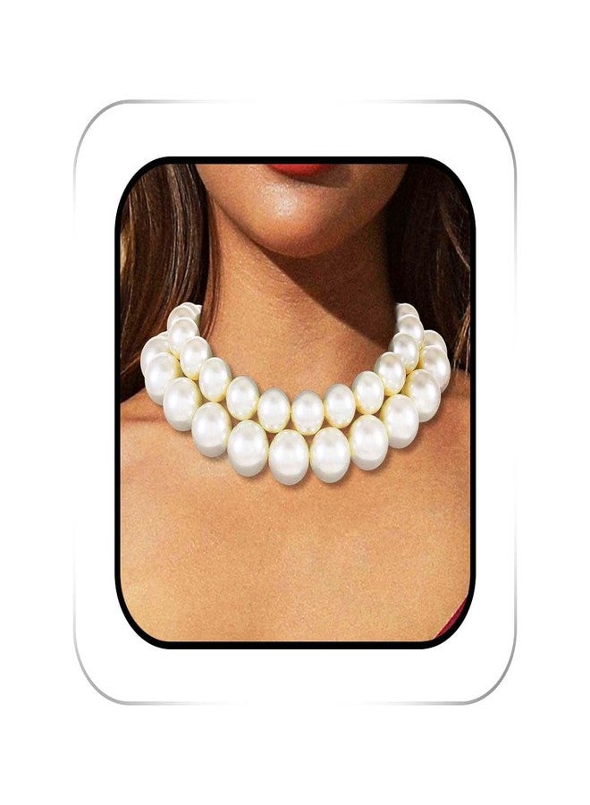 ACEDRE Pearl Choker Necklace White 1920s Layered Vintage Necklaces Short Chunky 2 pcs Neck Chain for Women - Image 1