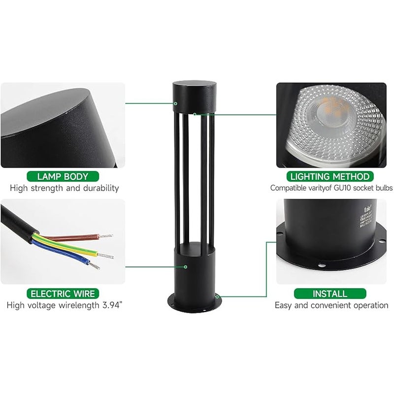 الخامس لطيفة عمود اضاءة خارجي مقاوم للماء بتصنيف IP65 لمقاومة المياه والغبار من في نايس، عمود اضاءة من الالومنيوم مع مقبس GU10، خيارات 11.81/23.62/31.5 انش، بحد اقصى 40 واط، للفناء والممر (المصابيح غير متضمنة) - Image 3