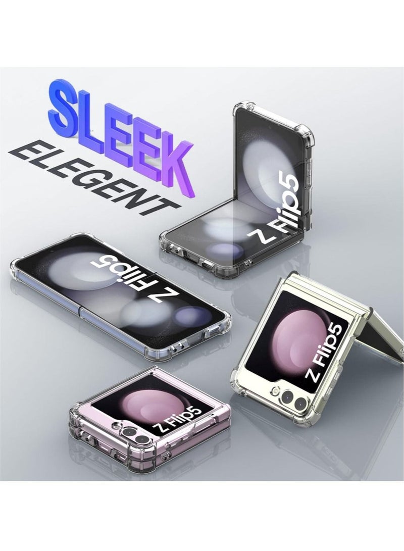 Captaintech Clear Case, for Samsung Galaxy Z Flip 5 Clear Case Compatible with MagSafe, Slim Fit Crystal Clear Hard PC & Soft TPU Bumper Cover Transparent Skin Corners Rubber Shockproof - Image 3