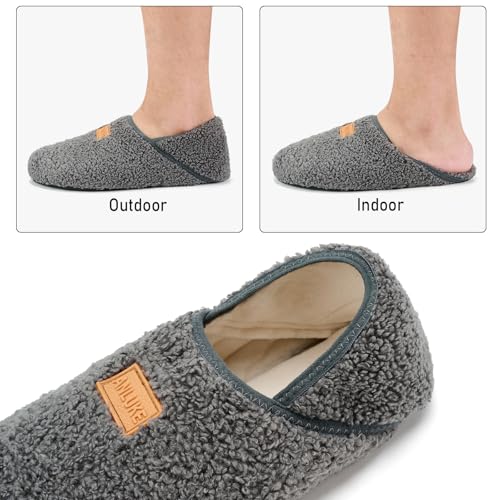 ANLUKE Slipper for Women Men Slipper Socks Fuzzy House Shoes Rubber Sole Slip On Soft-Lightweight Non Slip Indoor/Outdoor Dark Grey - Image 4