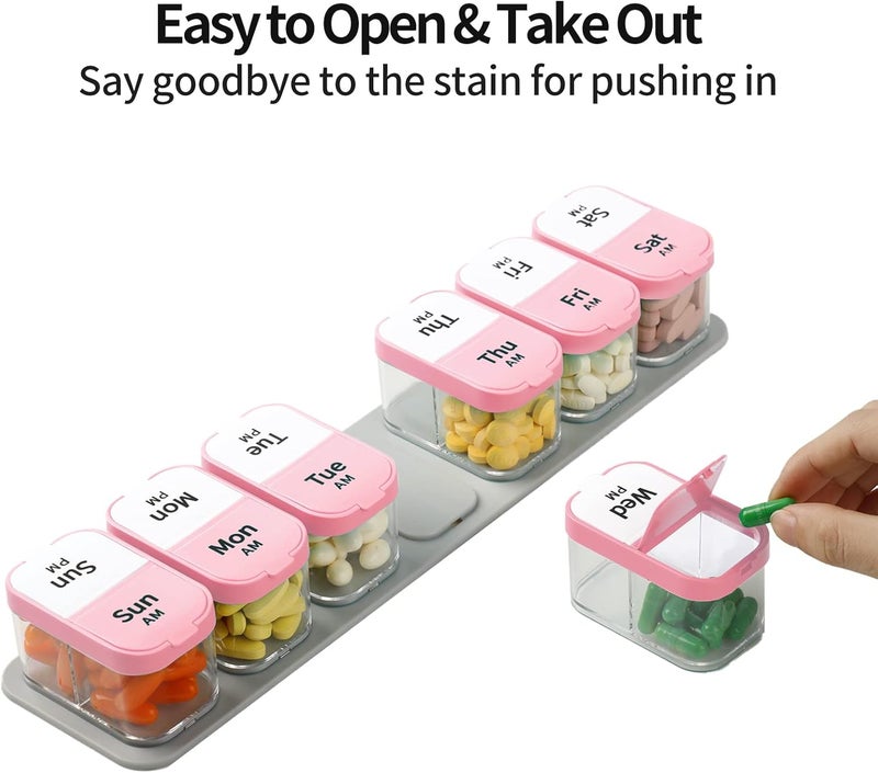 Daviky Extra Large Pill Organizer Weekly, XL Medicine Pill Organizer 2 Times a Day, Pill Box 7 Day Twice a Day, Pill Cases Organizers 7 Day AM PM, Large Pill Box Pill Holder - Image 4