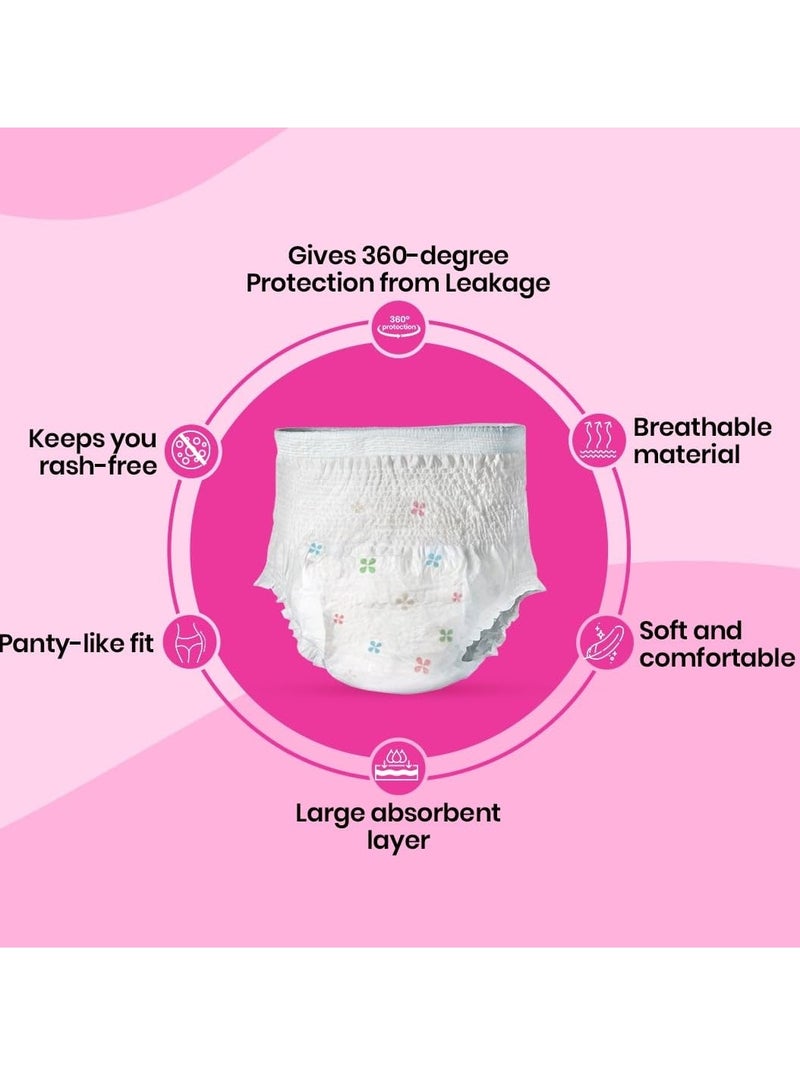i-activ آي أكتيف لباس داخلي للنساء | L- XL | عبوة 10 | سراويل داخلية للنساء للاستخدام مرة واحدة مقاومة للتسرب | فوط الأمومة لفترات التدفق الثقيل | حماية 360 درجة طوال الليل | الحجم - 31 بوصة إلى 48 بوصة - Image 3