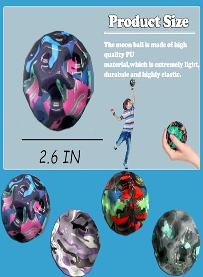 DWcouple Moon Ball, Pack of 4 High Jumps Rubber Ball, Space Ball, Moonball, Planet Bouncing Balls, 7 cm Flunky Ball, Bounce Ball for Children, High Bounce Hole Ball, Lava Ball, Party Gifts for  - Image 2