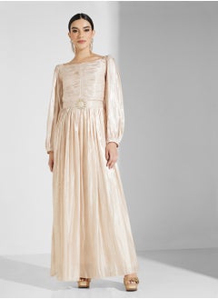 hayas closet Mesh Detailed Cape Sleeve Moroccan Dress  - Image 4