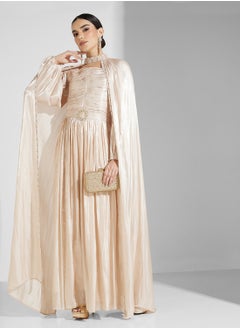 hayas closet Mesh Detailed Cape Sleeve Moroccan Dress  - Image 1