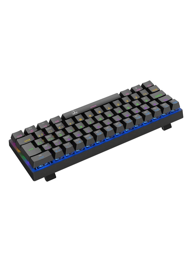 T-DAGGER Arena TGK321 60% Mechanical Gaming Keyboard , 61 Keys Red Switch RGB Rainbow Backlit, Compact Wired Keyboard with USB Type-C, DoubleShot Keycaps, Floating Key Design, Durable 50M Keystrokes, Black - Image 3