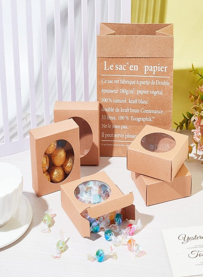 BENECREAT 24 Packs Brown Kraft Square Paper Boxes Gift Wrapping Box with Round Clear Window 3x3x1.2 for Homemade Soap, Party Favor Treats and Jewelry Packaging - Image 5