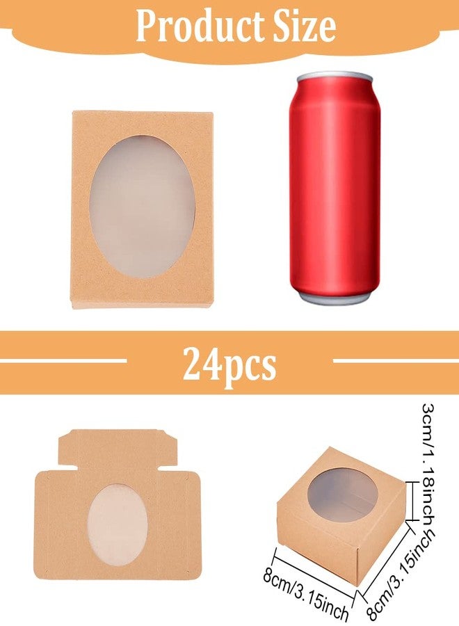 BENECREAT 24 Packs Brown Kraft Square Paper Boxes Gift Wrapping Box with Round Clear Window 3x3x1.2 for Homemade Soap, Party Favor Treats and Jewelry Packaging - Image 2
