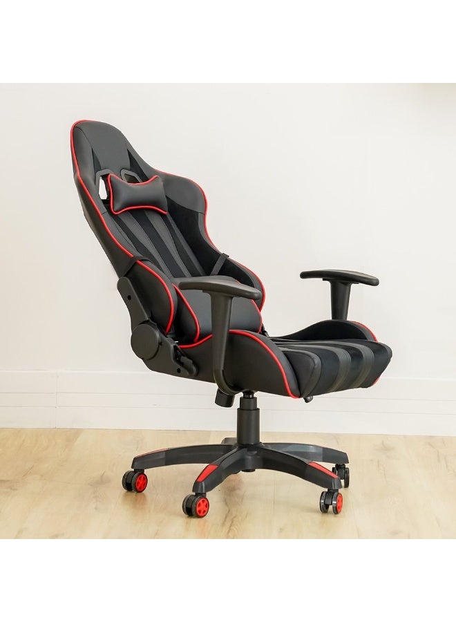 DANUBE HOME Rays High Back Gaming Chair Office Chair High Back Ergonomic Gaming Chair Modern Home Desk Computer Chair 360Â° Swivel Chair Adjustable Height Chair L69Xw58Xh136Cm - Black/Red - Image 2